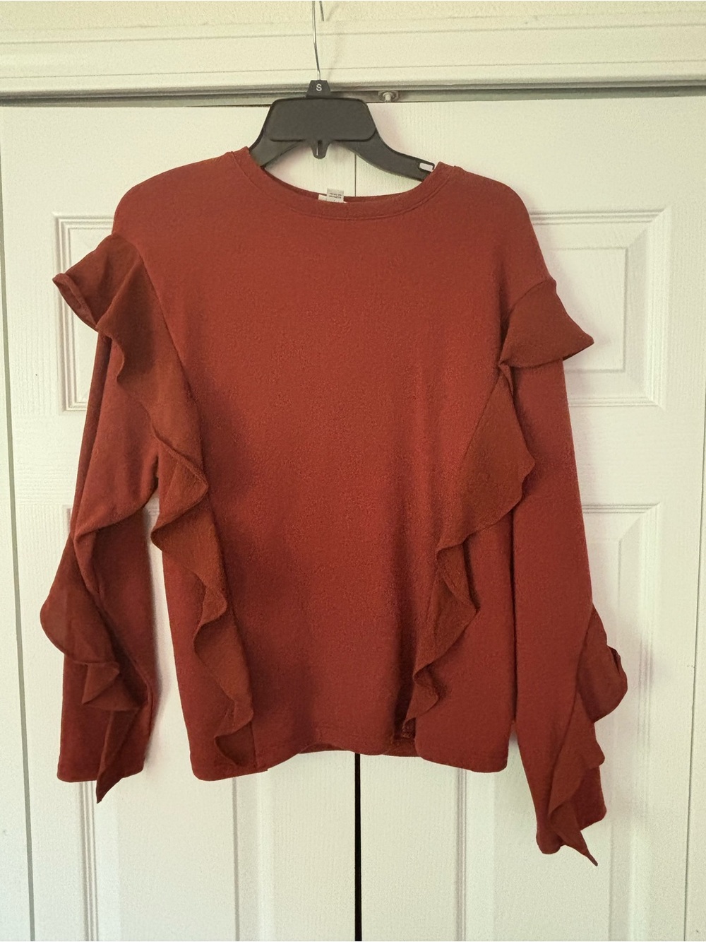 a new day (Target) Rust Ruffle-Trim Long Sleeve Sweatshirt
